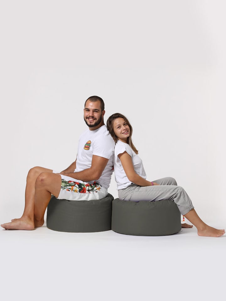 Evila Pouf in Grau - (H)30 cm günstig kaufen onesize