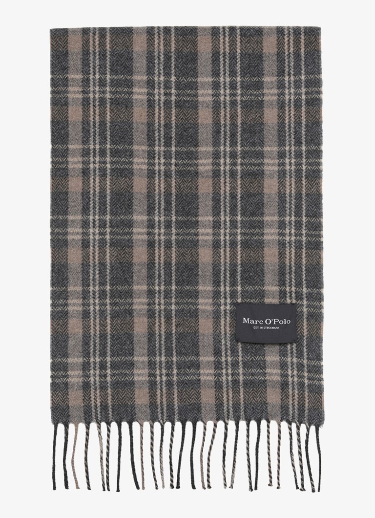 Marc O'Polo Wool scarf with checkered design 185 x 30 cm
