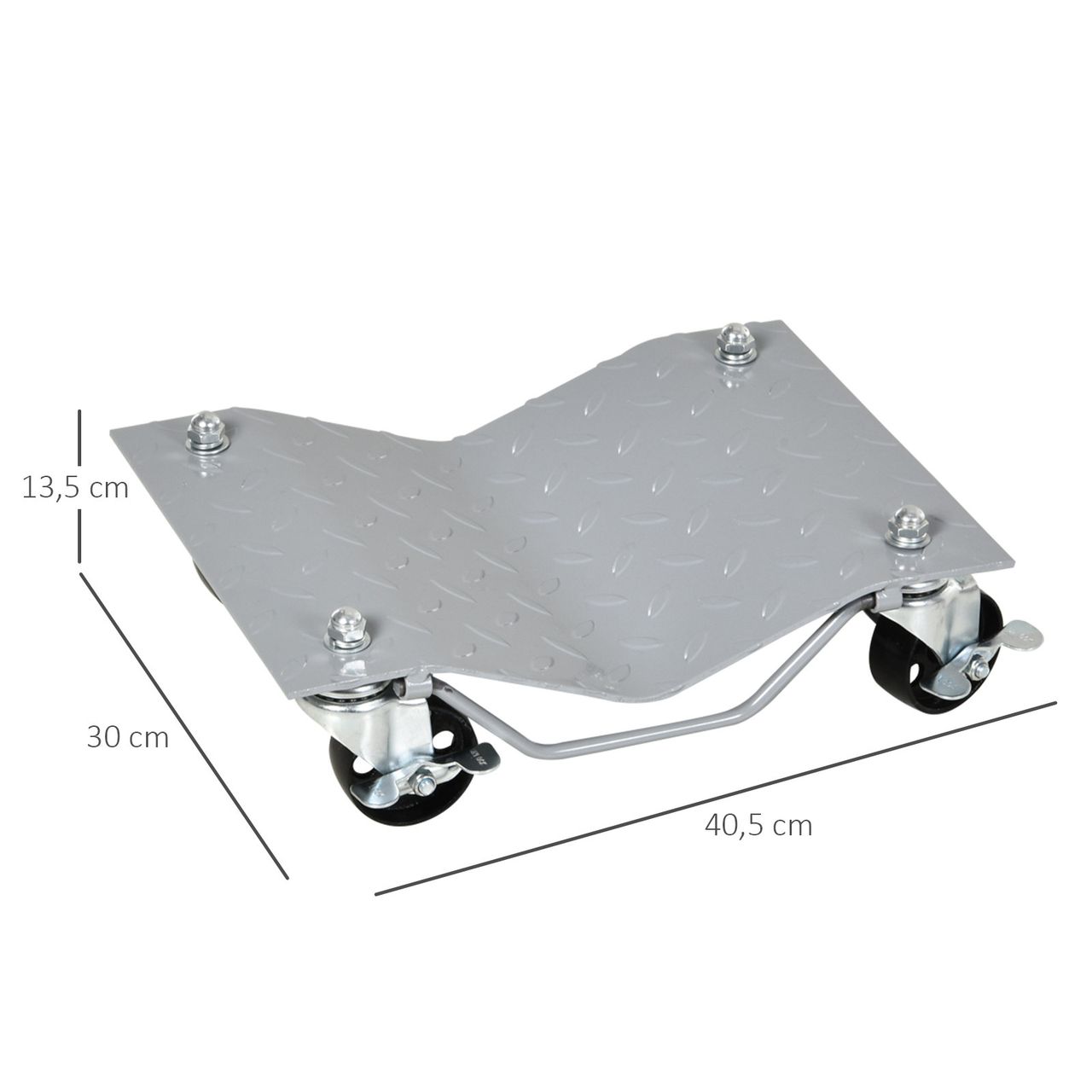 HOMCOM DURHAND Rangierheber 2 Stücke Rangierhilfe Reifenwechsel Wagenhebe Grau 40,5L x 30B x 13,5H cm