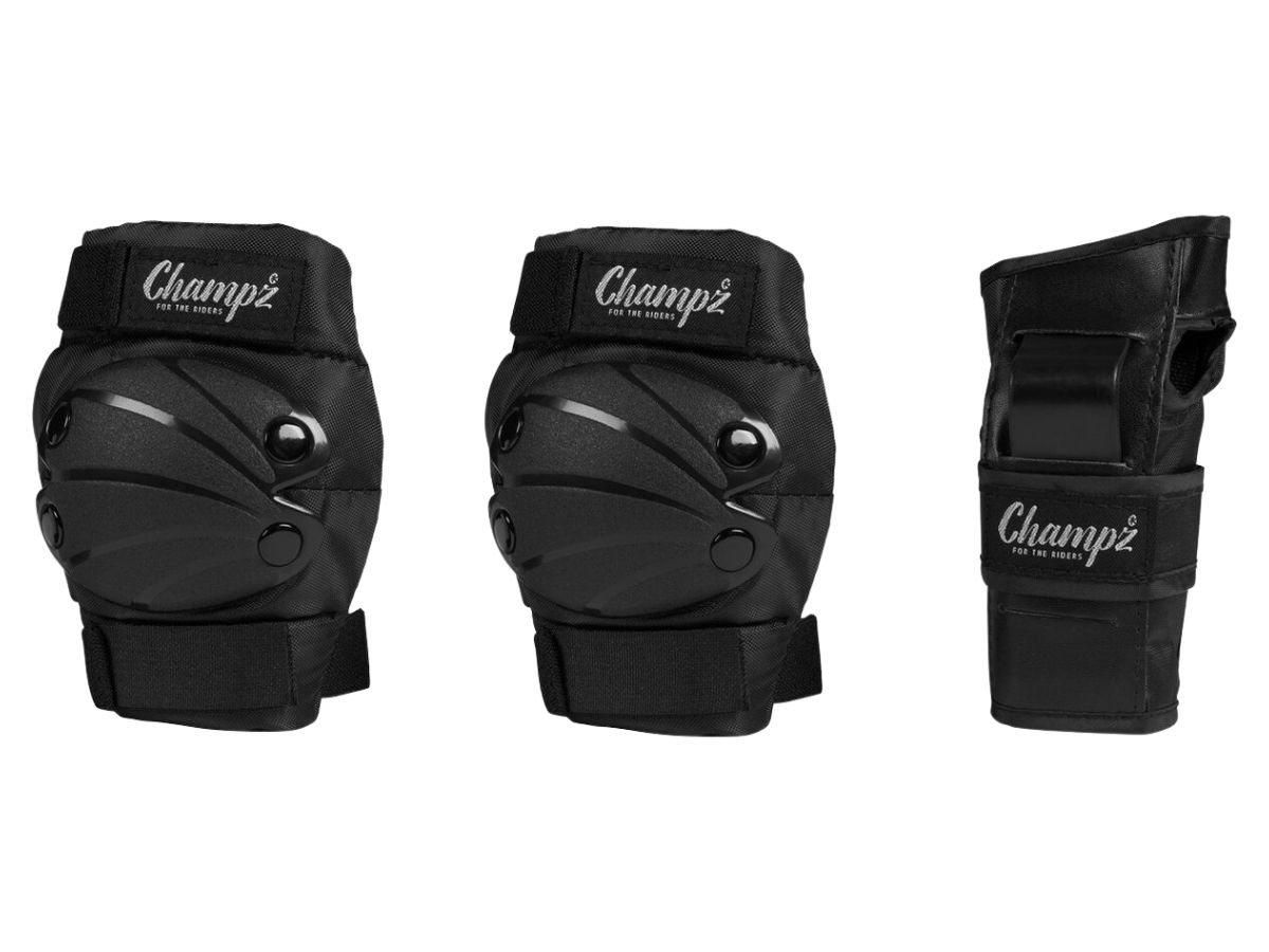 Champz Schwarz/Weiß Kinder Skate Schutzset
