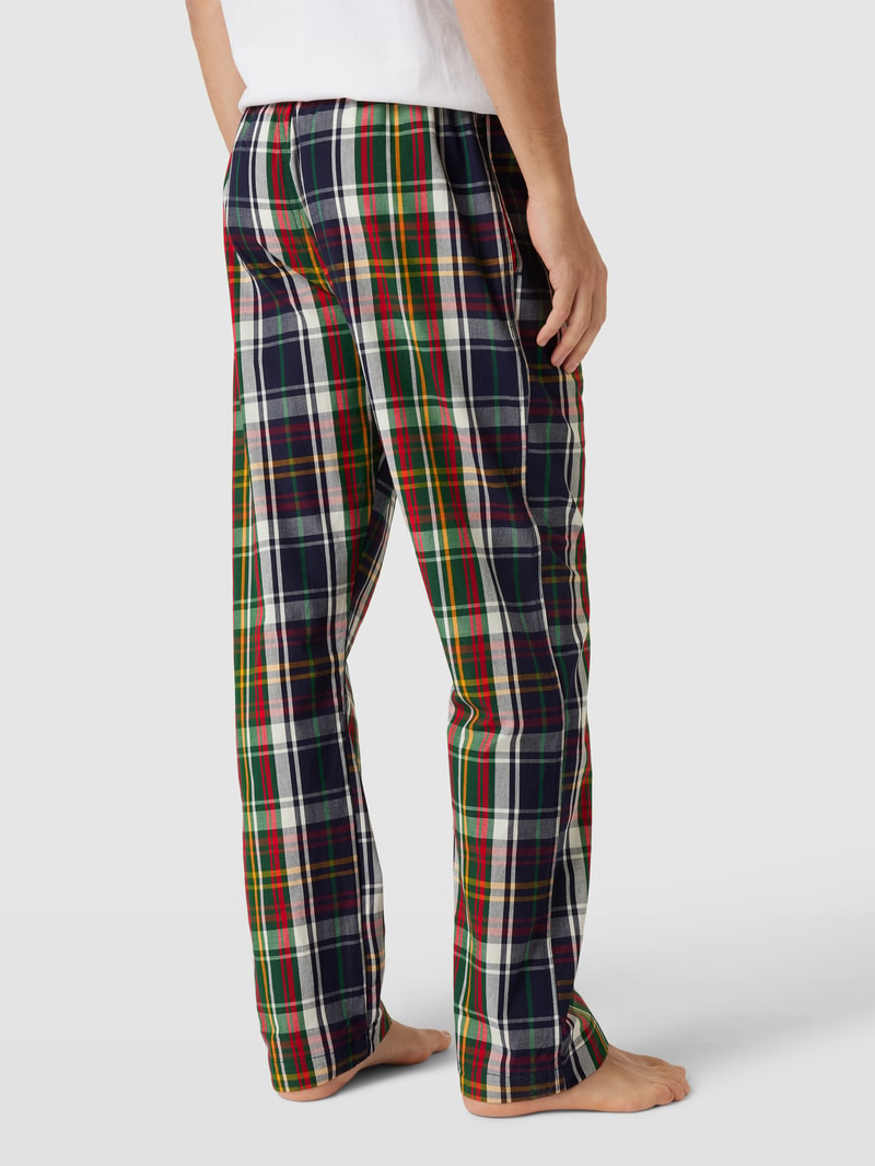 Pyjama-Hose mit elastischem Logo-Bund Modell 'CHECK' in dunkelblau