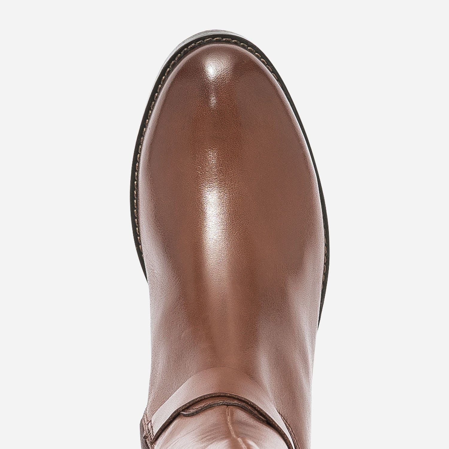 Botte CAPRICE cognac en cuir et textile à boucle