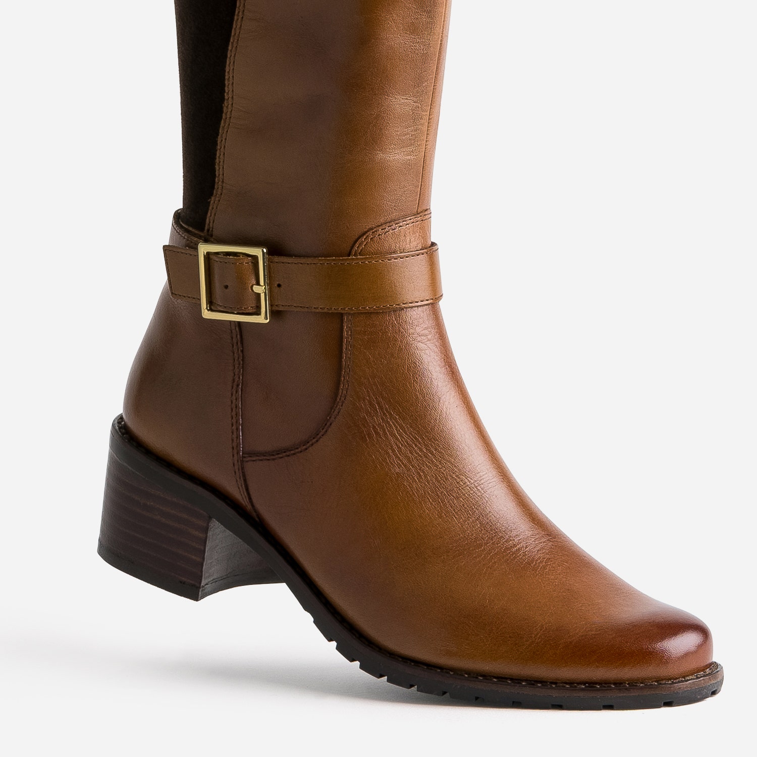 Botte CAPRICE camel cuir bi matière