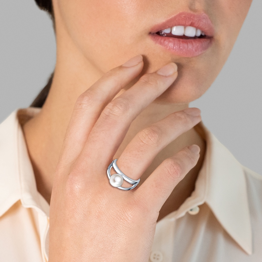 Valero Pearls Bague Argent sterling Perle de culture d'eau douce en Argent Bague