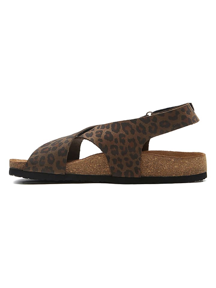 Comfortfusse Leder-Sandalen in Braun/ Schwarz günstig kaufen
