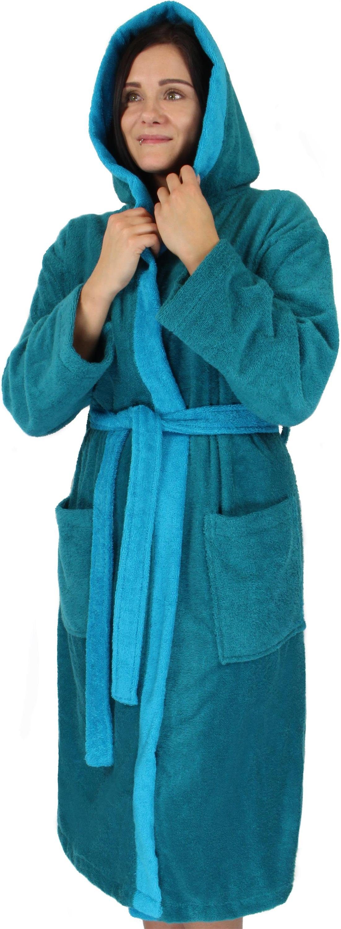 normani Damenbademantel, 122, Baumwolle, Kapuze, Bindegürtel, Saunamantel aus 100 % Baumwolle für Damen und Herren