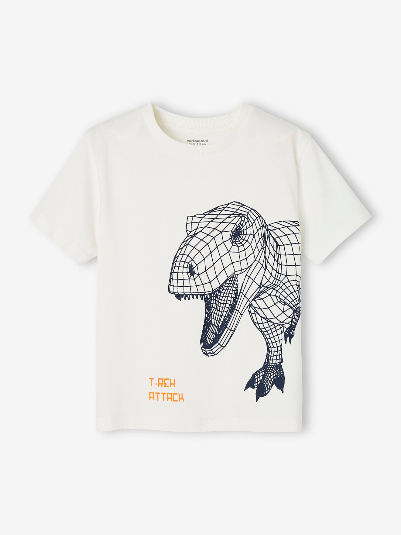 Vertbaudet Jungen T-Shirt, 3D-Print - wollweiß