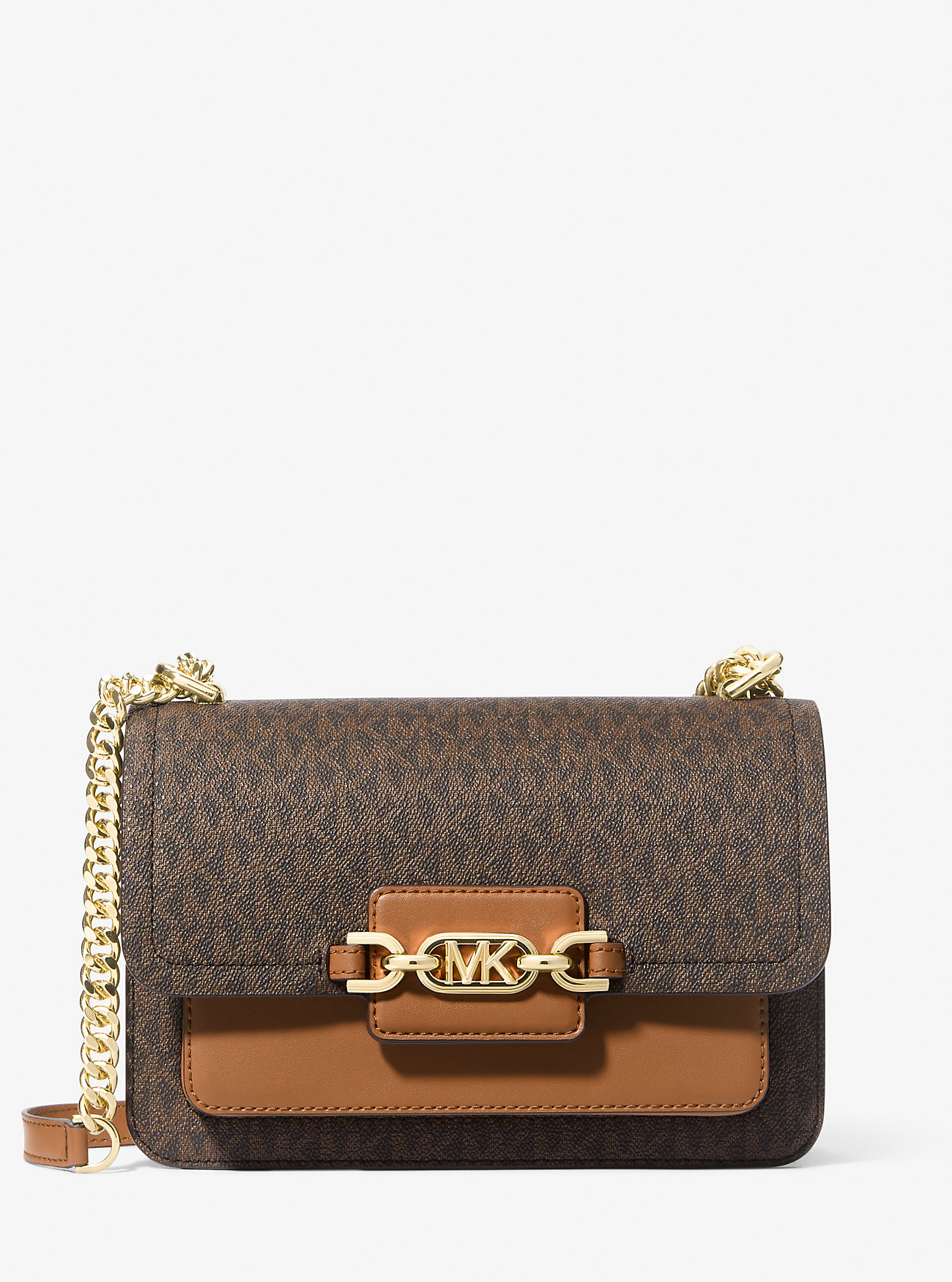 Heather Large Logo Shoulder Bag - BRN/ACORN