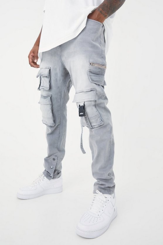 Plus Skinny Stretch Cargo-Jeans mit Taschen