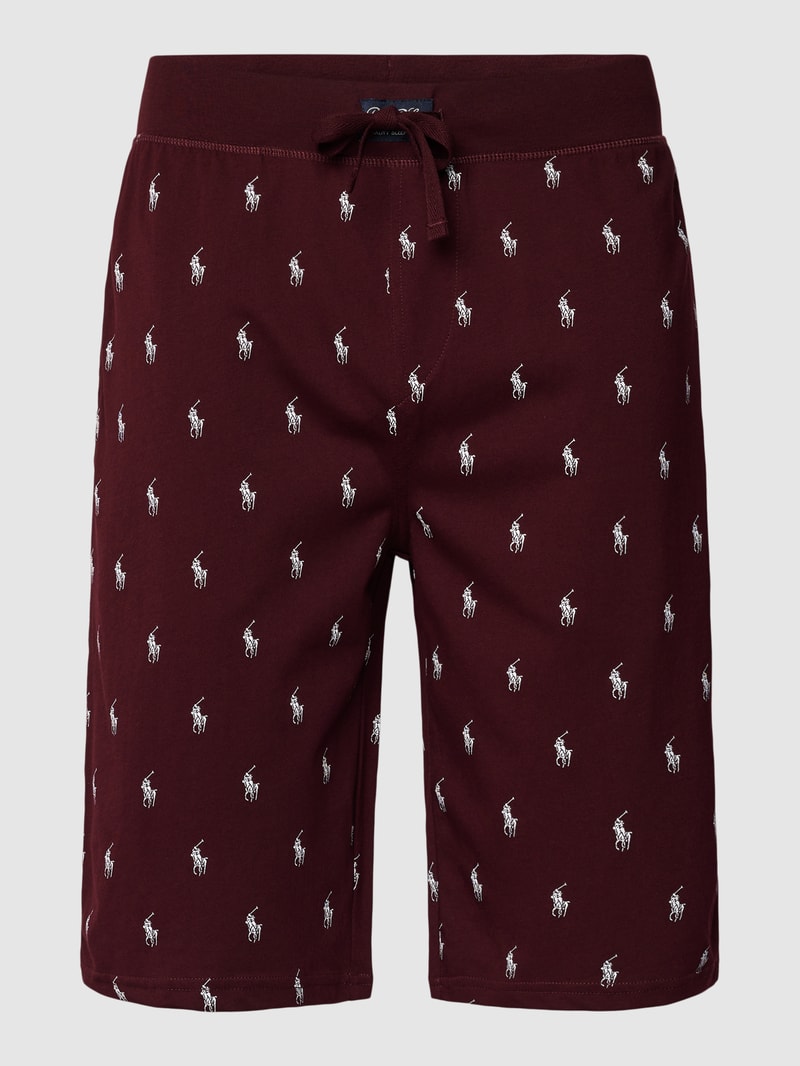 Slim Fit Sweatshorts mit Allover-Print Modell 'LIQUID in bordeaux rot