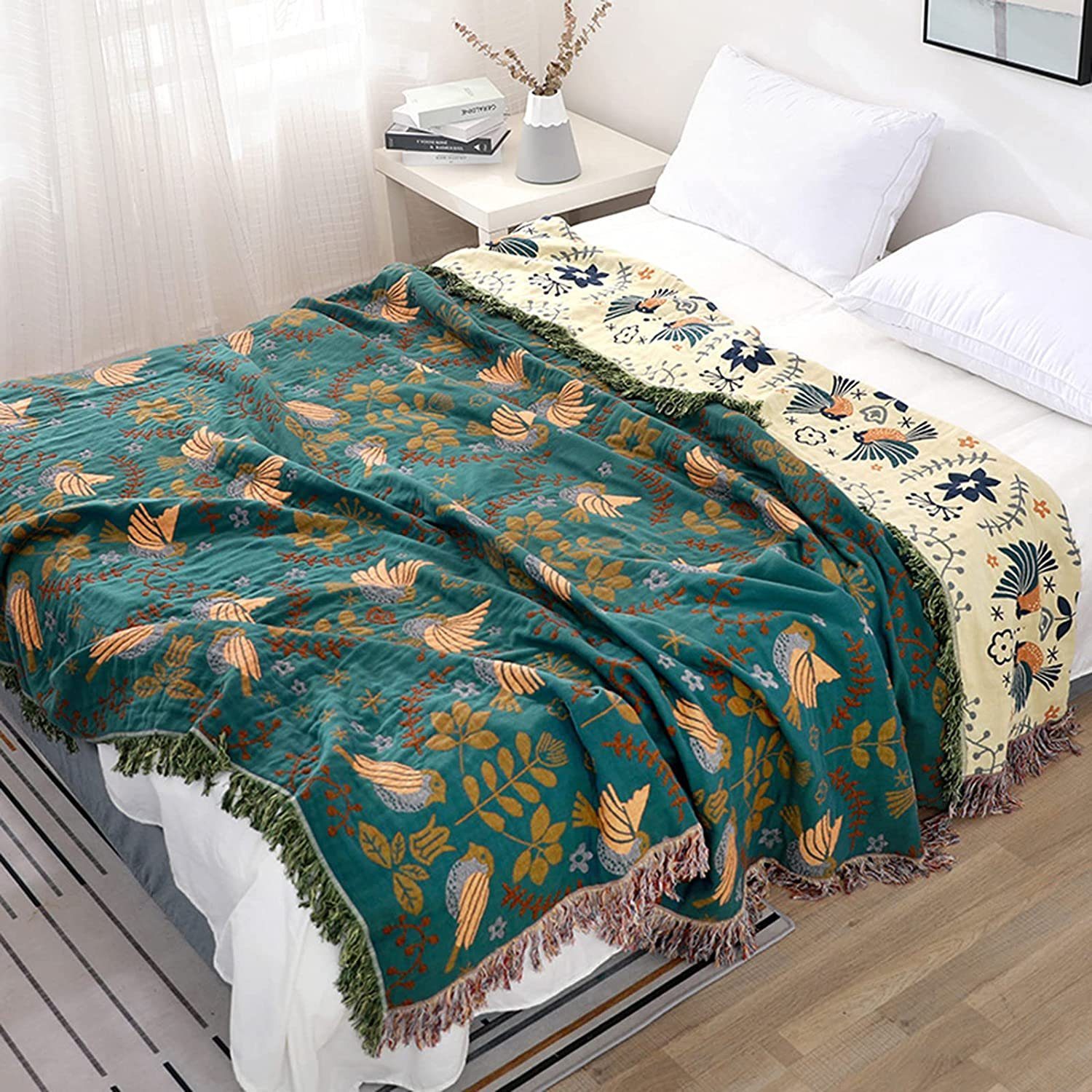 Baumwollbettdecke, Tagesdecke 150x200 cm,Blanket,Bettüberwurf, FeelGlad, Baumwolle
