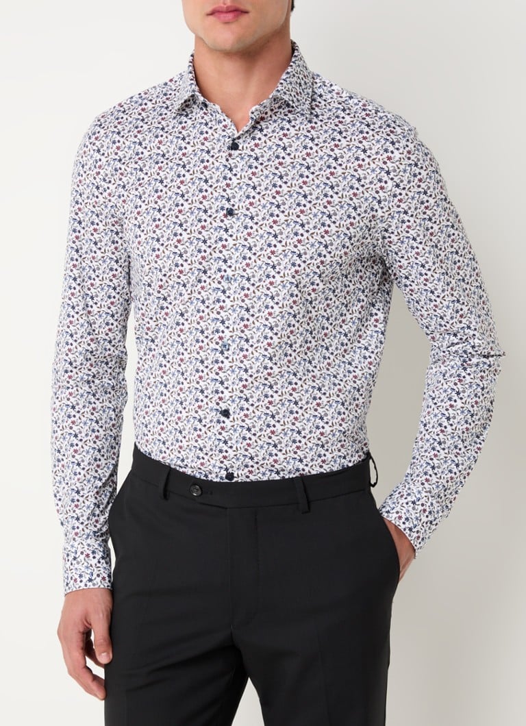 Tricou Olymp Level 5, croială mulată, nu necesită călcare, model floral.