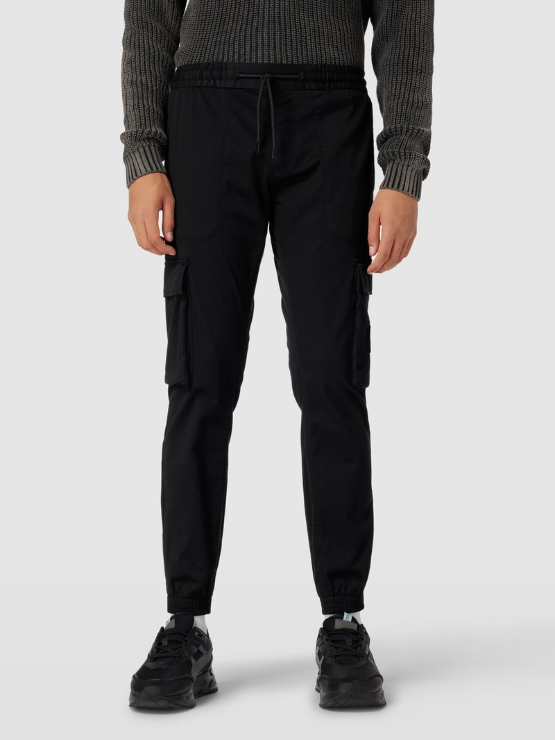 Cargohose in unifarbenem Design Modell 'WASHED' in black