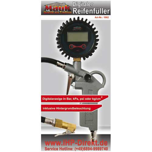 MAUK digitaler Druckluft Reifenfüller mit Messing Connector MDRL-3
