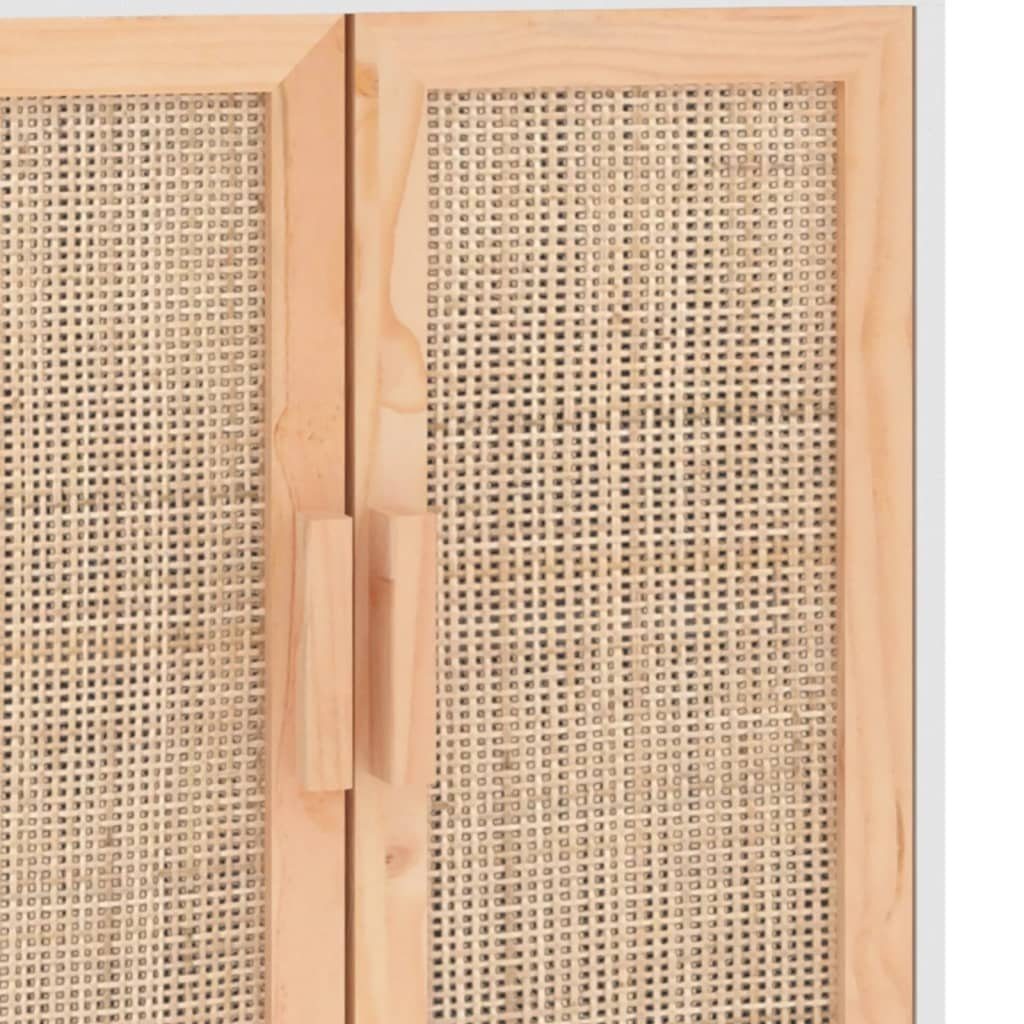 vidaXL Sideboard Sideboard Weiß 60x30x70 cm Massivholz Kiefer und Natur-Rattan (1 St)