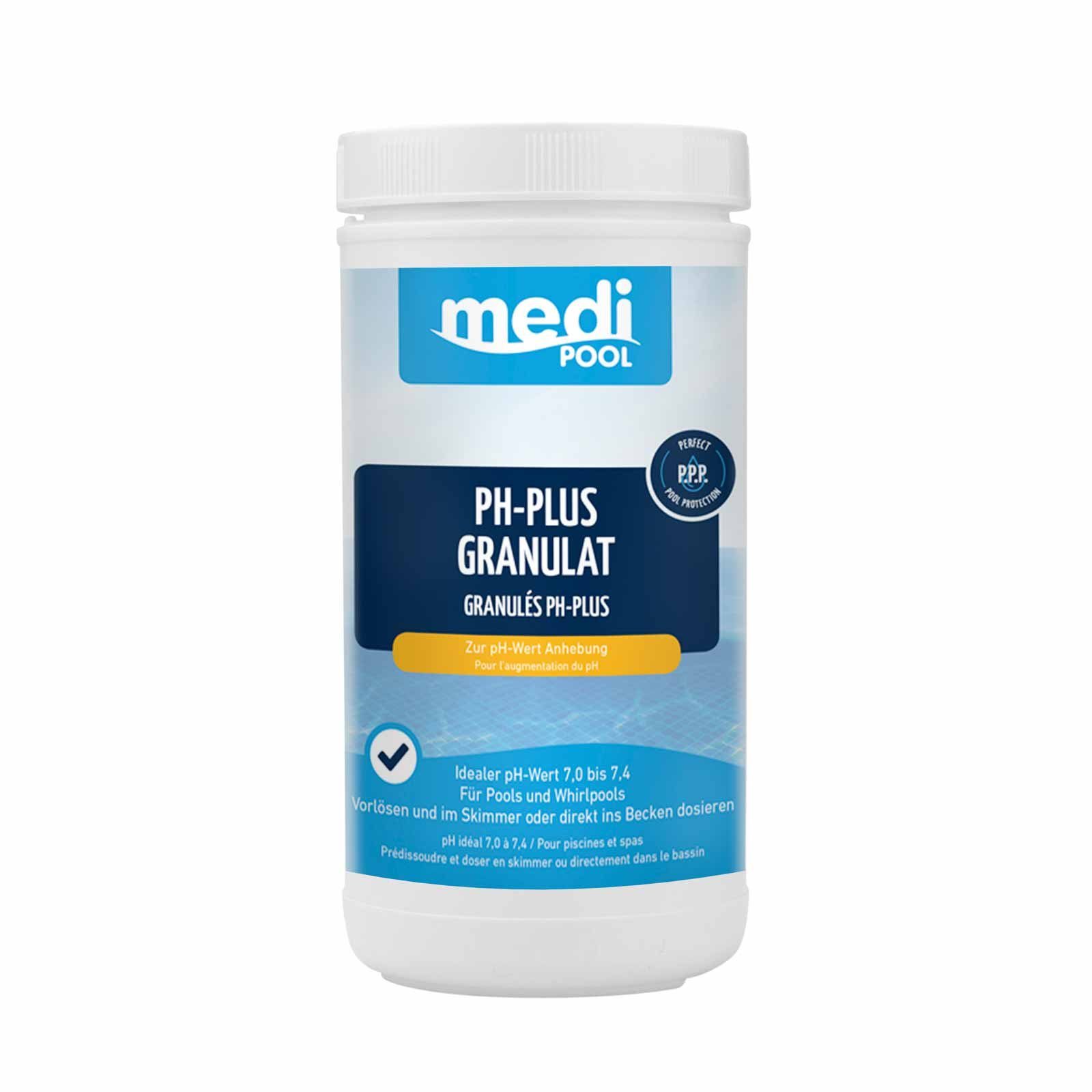 mediPOOL Poolpflege mediPOOL pH-Plus Granulat - pH Heber pH Regulator Pflege Chlorgranulat, (Kein Set)