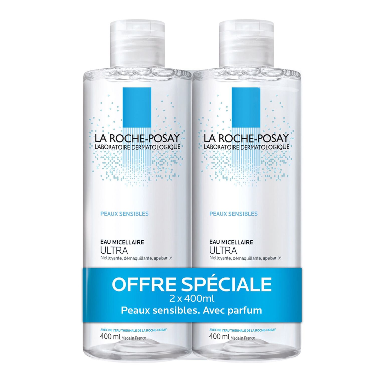 la roche-posay Eau Micellaire Ultra Nettoyante, Démaquillante, Apaisante 2x400 ml