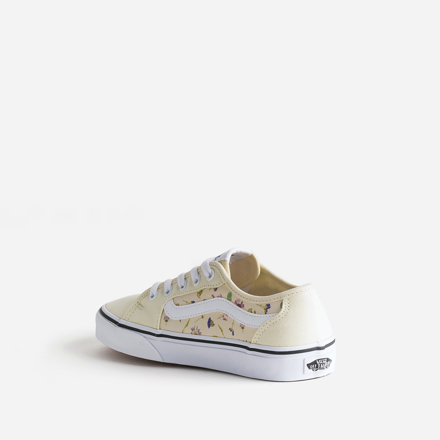 Tennis VANS jaune pâle en toile à empiècements fleuris