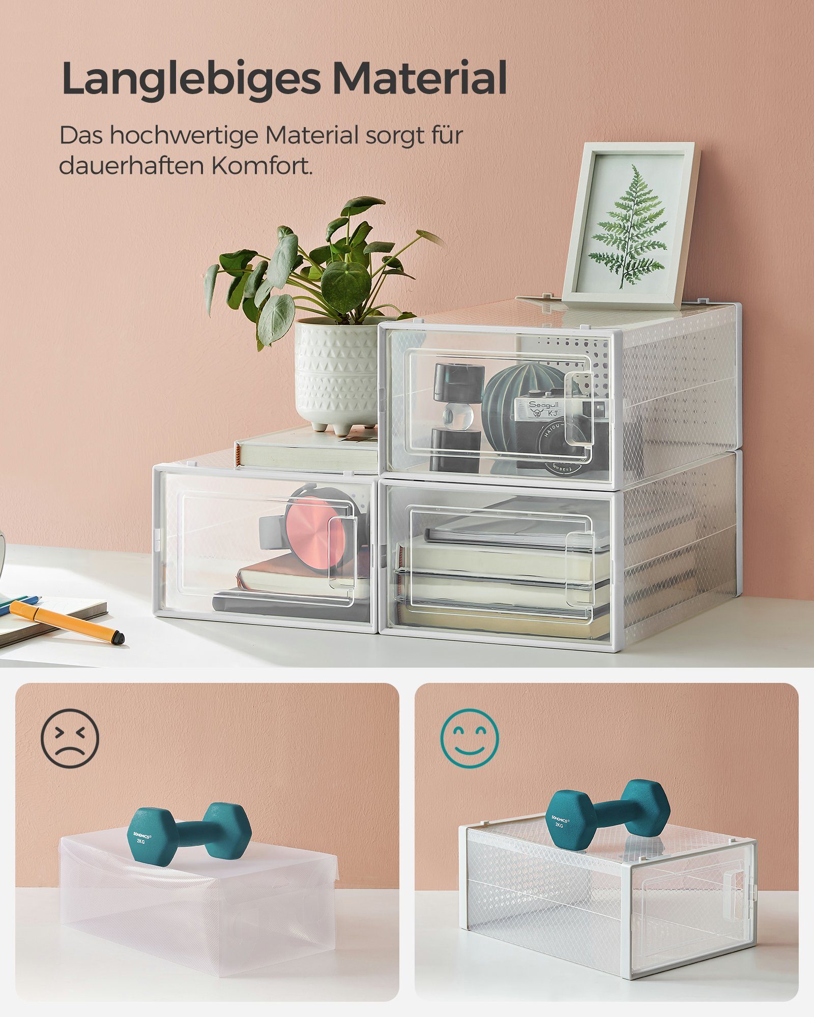 SONGMICS Schuhregal Schuhbox, 18-tlg., faltbar, bis Größe 44 oder 46