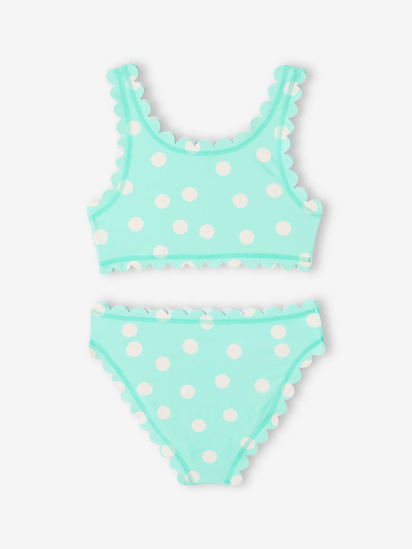 Vertbaudet Mädchen Bikini mit Tupfen Oeko-Tex - aqua