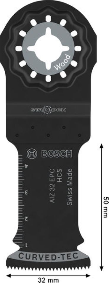 Bosch Blauw Accessoires 2608669250 Starlock Invalzaagblad AIZ 32 EPC HCS Hardwood Curved-Tec 32 x 50 25ST Bulk