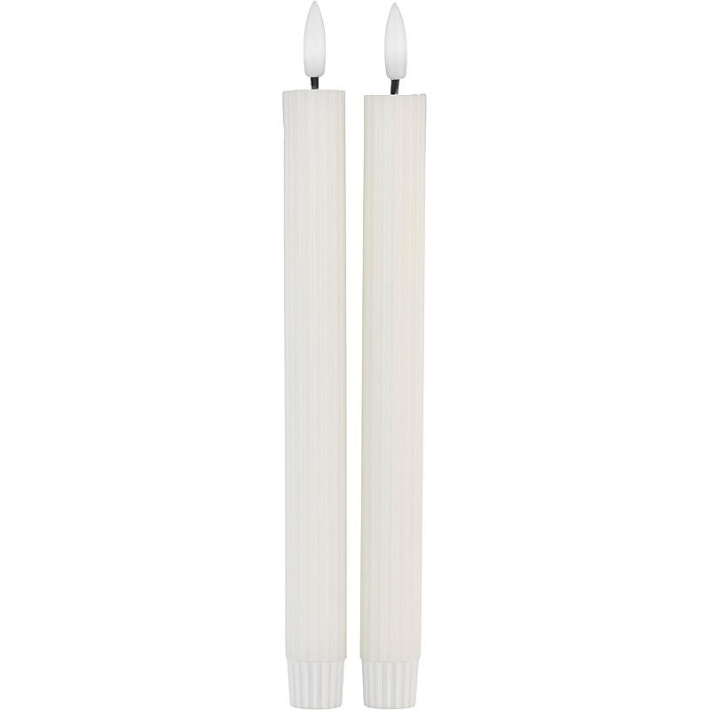 Vie Selected Kronelys 2-pk 24 cm LED rille timer hvit