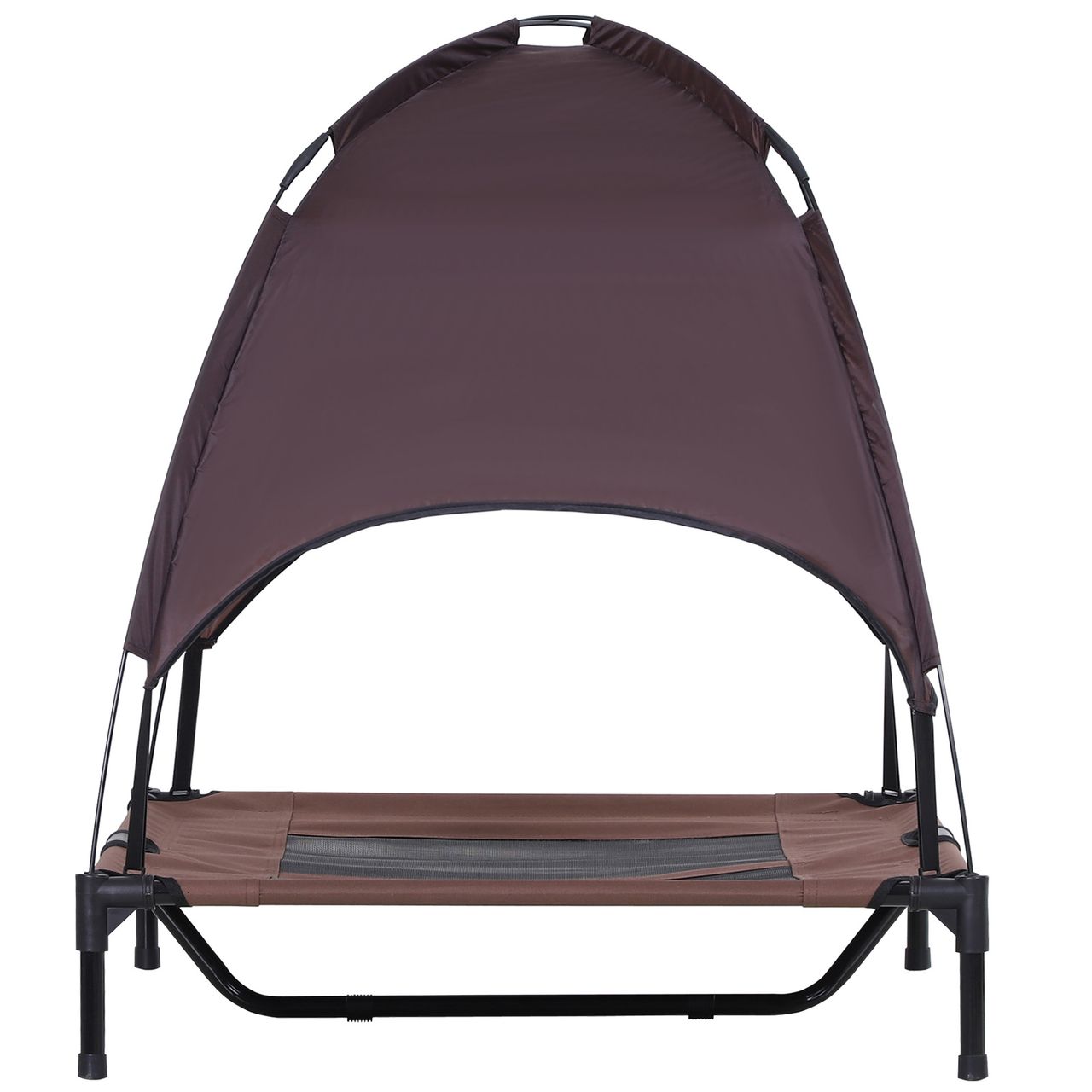 PawHut Haustierbett mit Baldachin Erhöhtes Hundebett Hundeliege outdoor Kaffee
