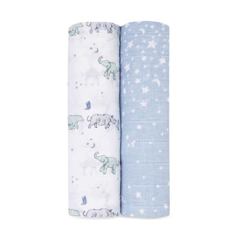 Lot de 2 langes rising star animaux bleu Aden et Anais