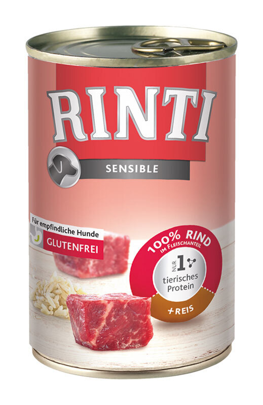 RINTI Hundenassfutter RINTI Sensible 12x400g Rind & Reis