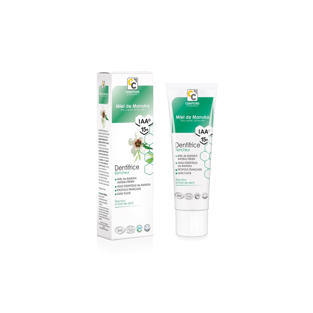 comptoirs et compagnies DENTIFRICE BLANCHEUR CERTIFIÉ BIO AU MIEL DE MANUKA IAA15+ DENTIFRICE