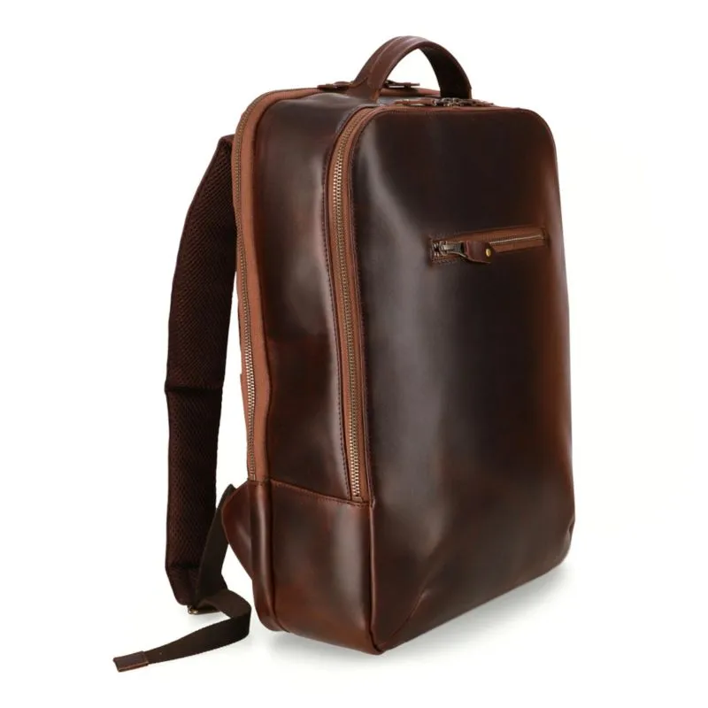 Buckle & Seam Leder Rucksack Leon - Braun \/ Dots