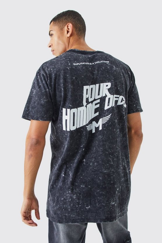Oversize T-Shirt mit Acid-Waschung und Print
