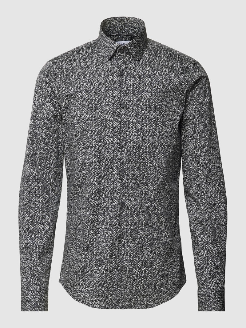 Business-Hemd mit Allover-Muster Modell 'Bari' in schwarz