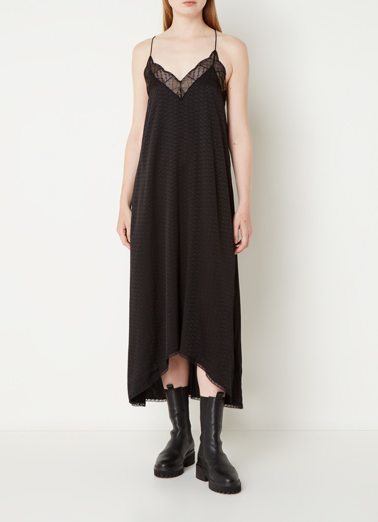 Zadig&Voltaire Risty silk maxi dress with jacquard logo print and lace