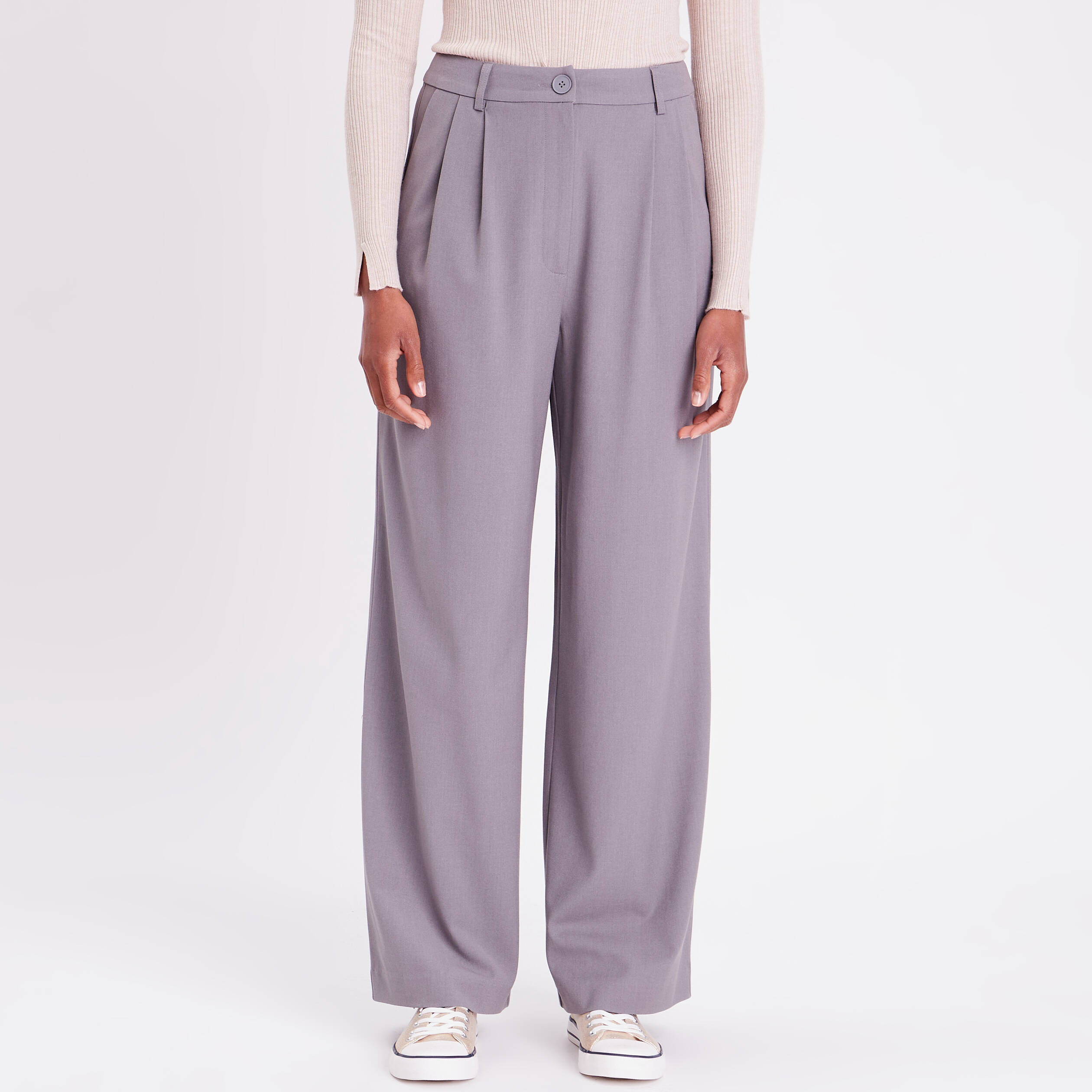 Pantalon city droit pinces gris foncé femme | Cache Cache