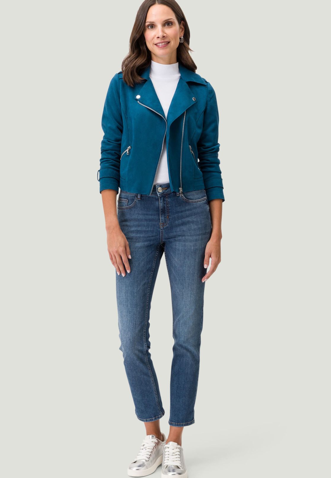 Bikerjacke in Veloursleder-Optik