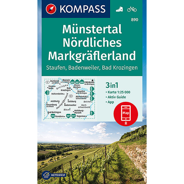 KOMPASS WANDERKARTE MÜNSTERTAL, NÖRDLICHES MARKGRÄFLERLAND
