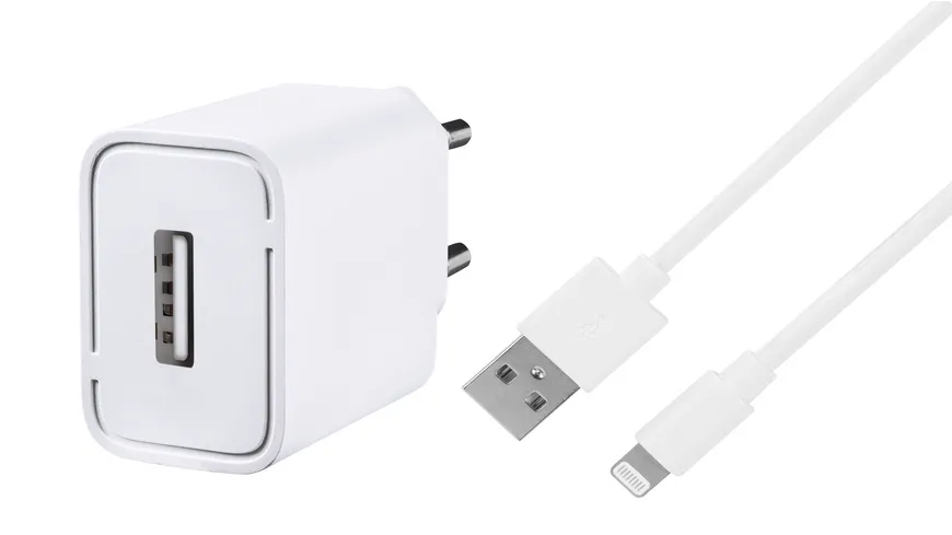 Vivanco Fast Charger Set, Ladegerät inkl. Lightning Kabel für Apple, 12W