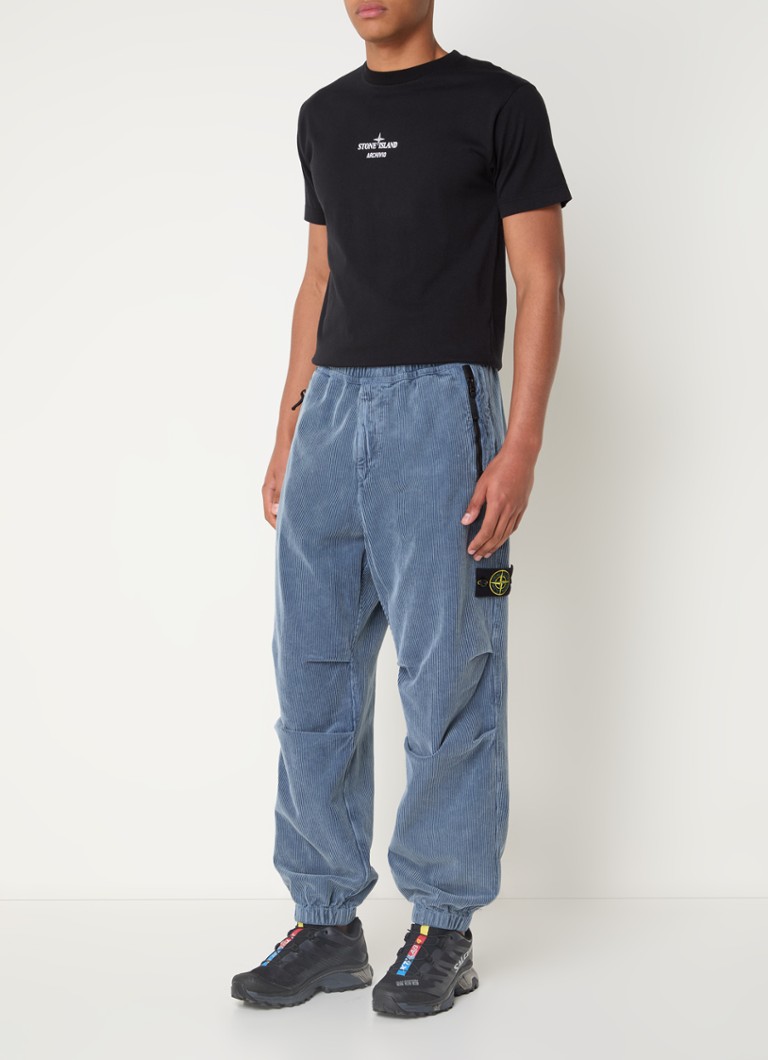 Pantaloni Stone Island 30506 cu logo tapered
