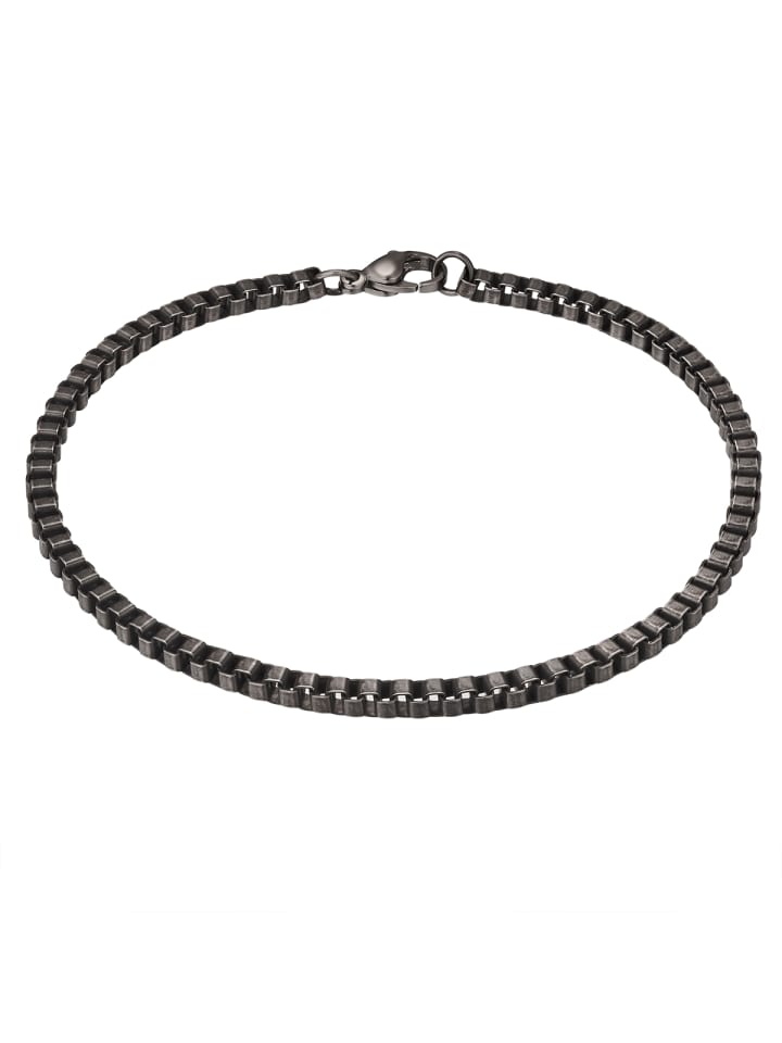 True Rebels Armband Edelstahl gunmetal in retro günstig kaufen