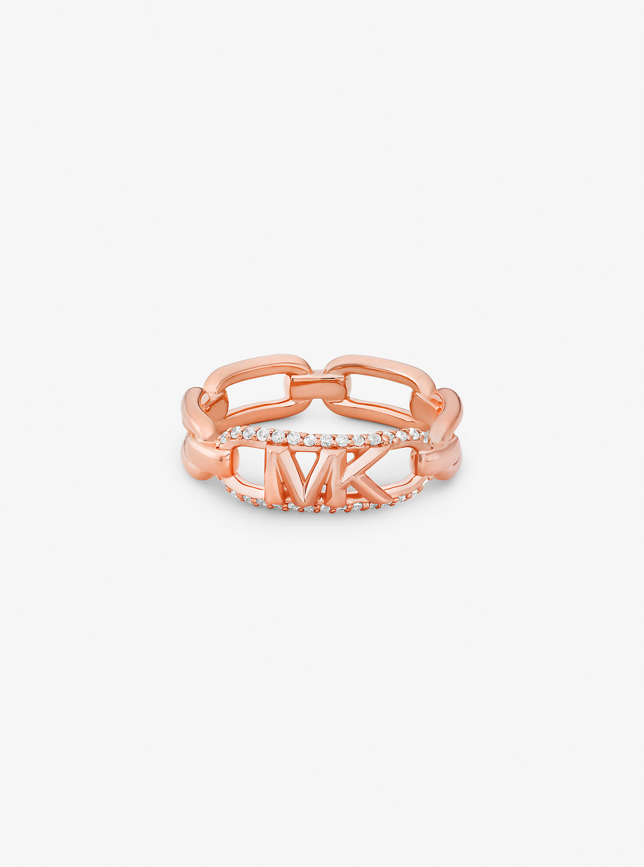 Ring med edelmetallbelagt sterlingsølv, Pavé Empire-logo - ROSE GULL