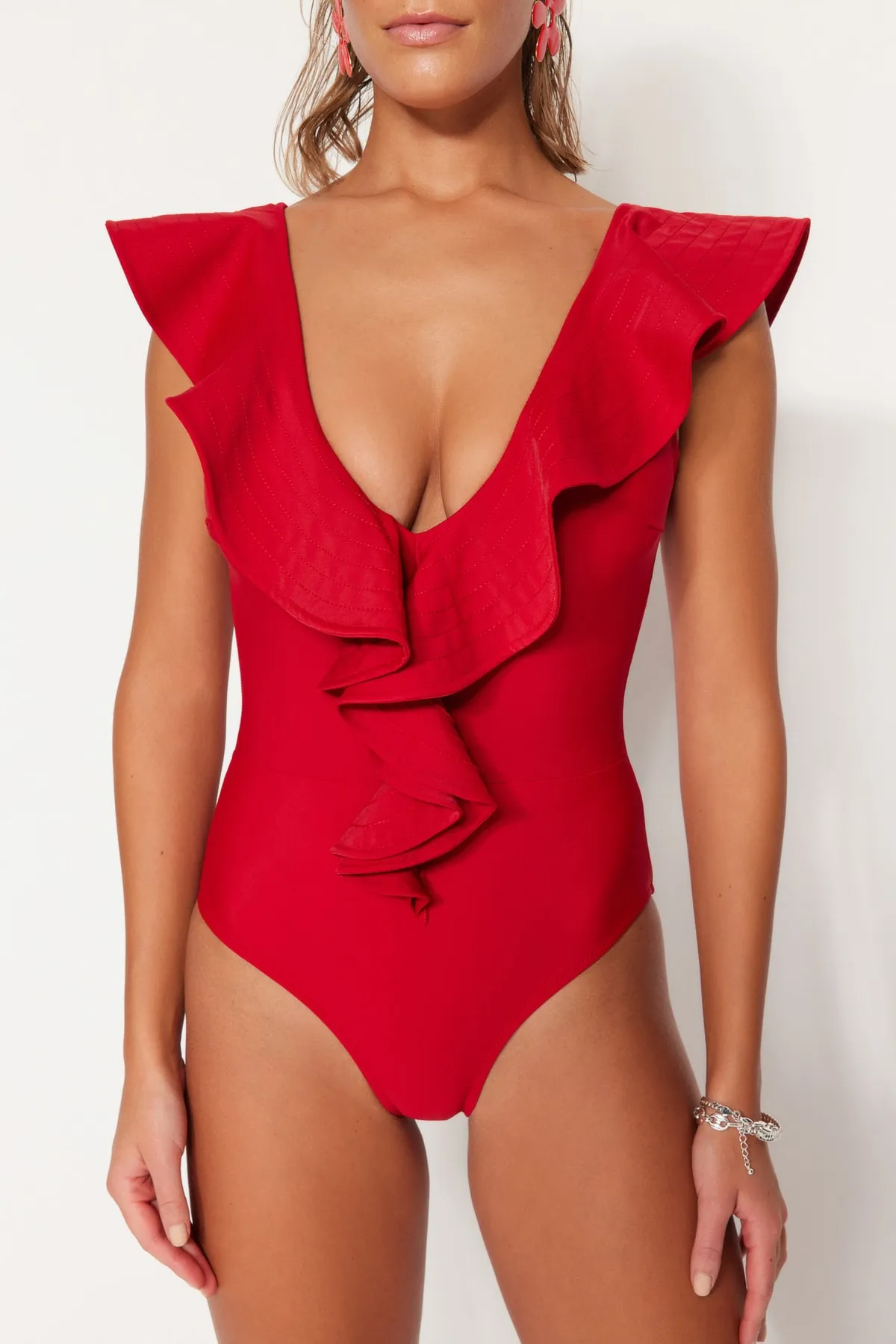 Trendyol Collection  Badeanzug - Rot - Unifarben