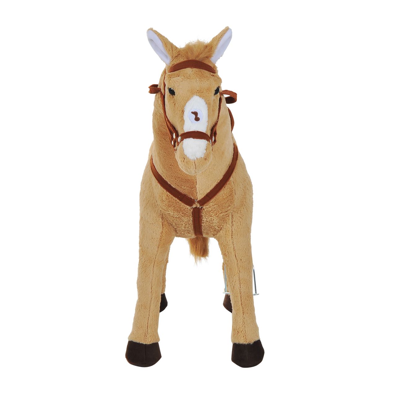 HOMCOM Reitpferd Spielpferd Plüschpferd Spielpferd für Kinder Stehpferd mit Sound Beige 85 x 28 x 60 cm