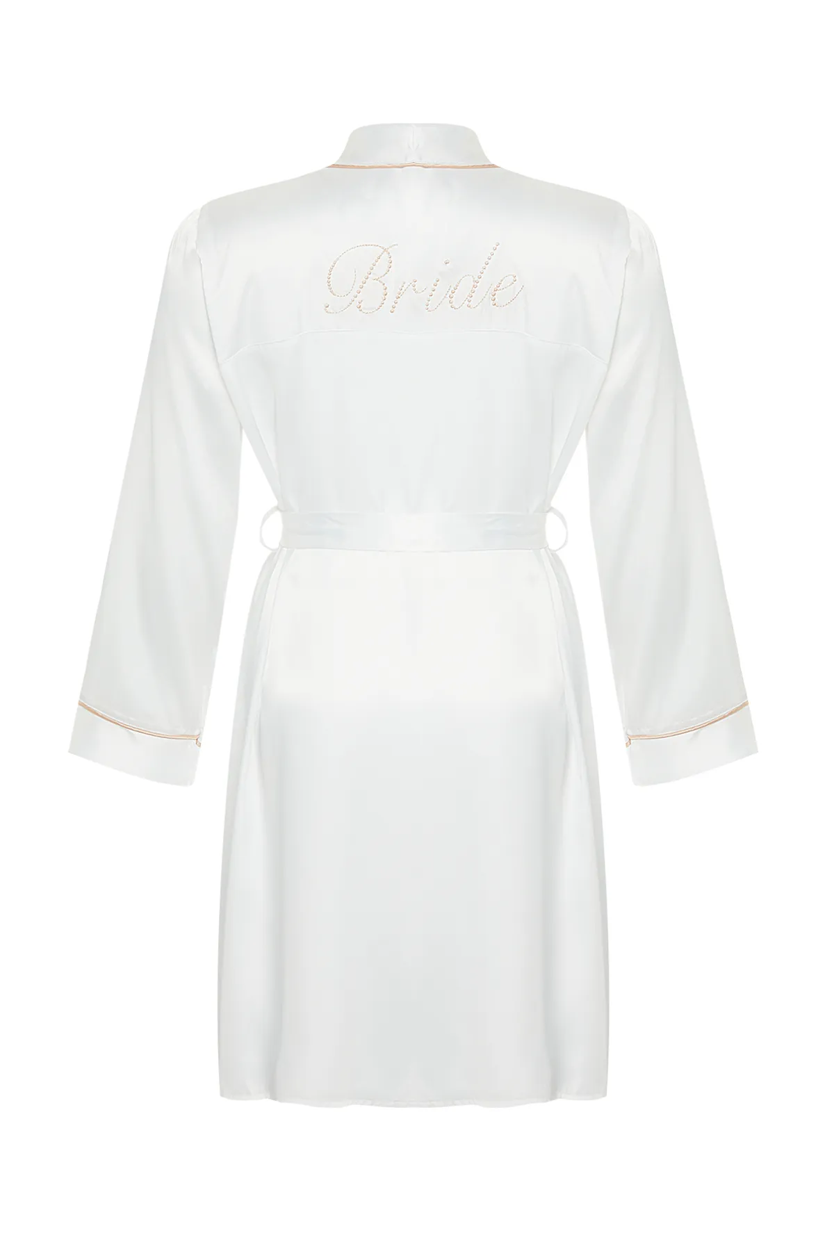 Trendyol Curve  Weißer, gewebter Brautkleid aus Satin mit Gürtel TBBSS24SB00001