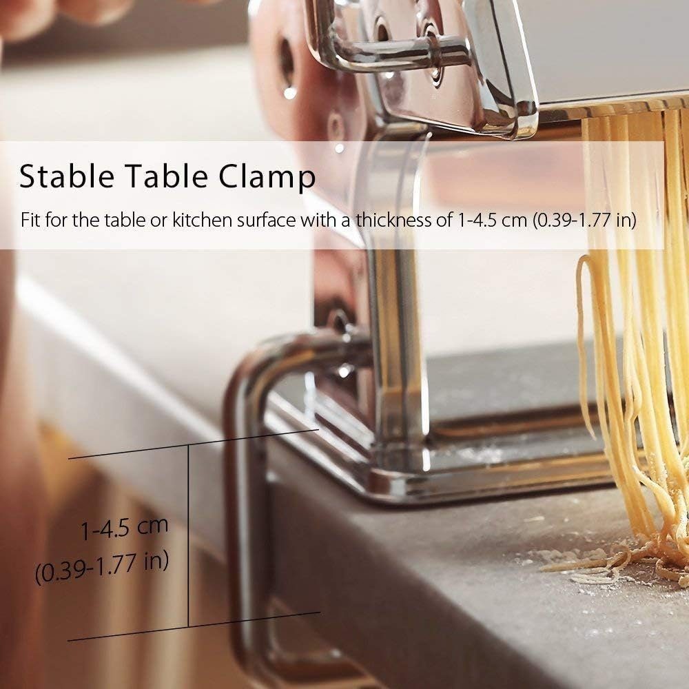 Mutoy Nudelmaschine Nudelmaschine Pasta Maker Edelstahl Frische Manuell Maschine Cutter, mit Klemme,für Spaghetti Nudeln Lasagne Pastamaschine Nudel Maschine