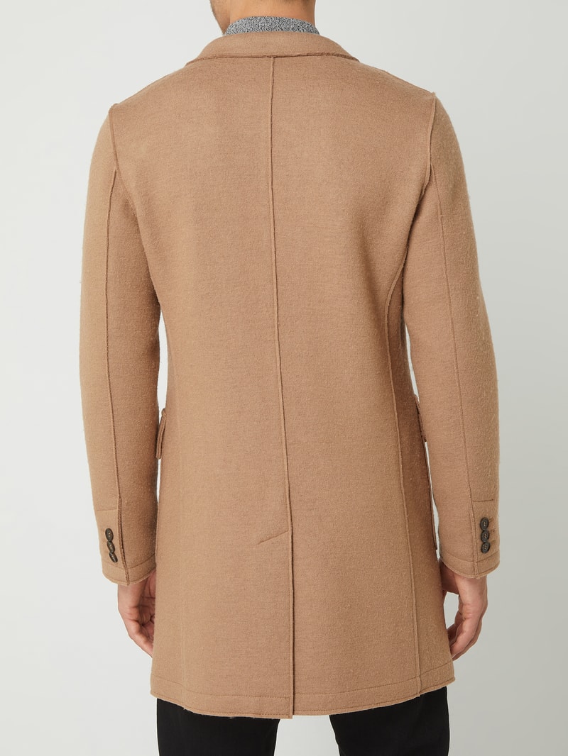 Wollmantel aus Schurwollmischung in camel