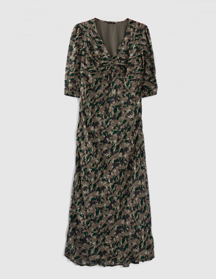 Robe longue lichen imprimé green camo Femme