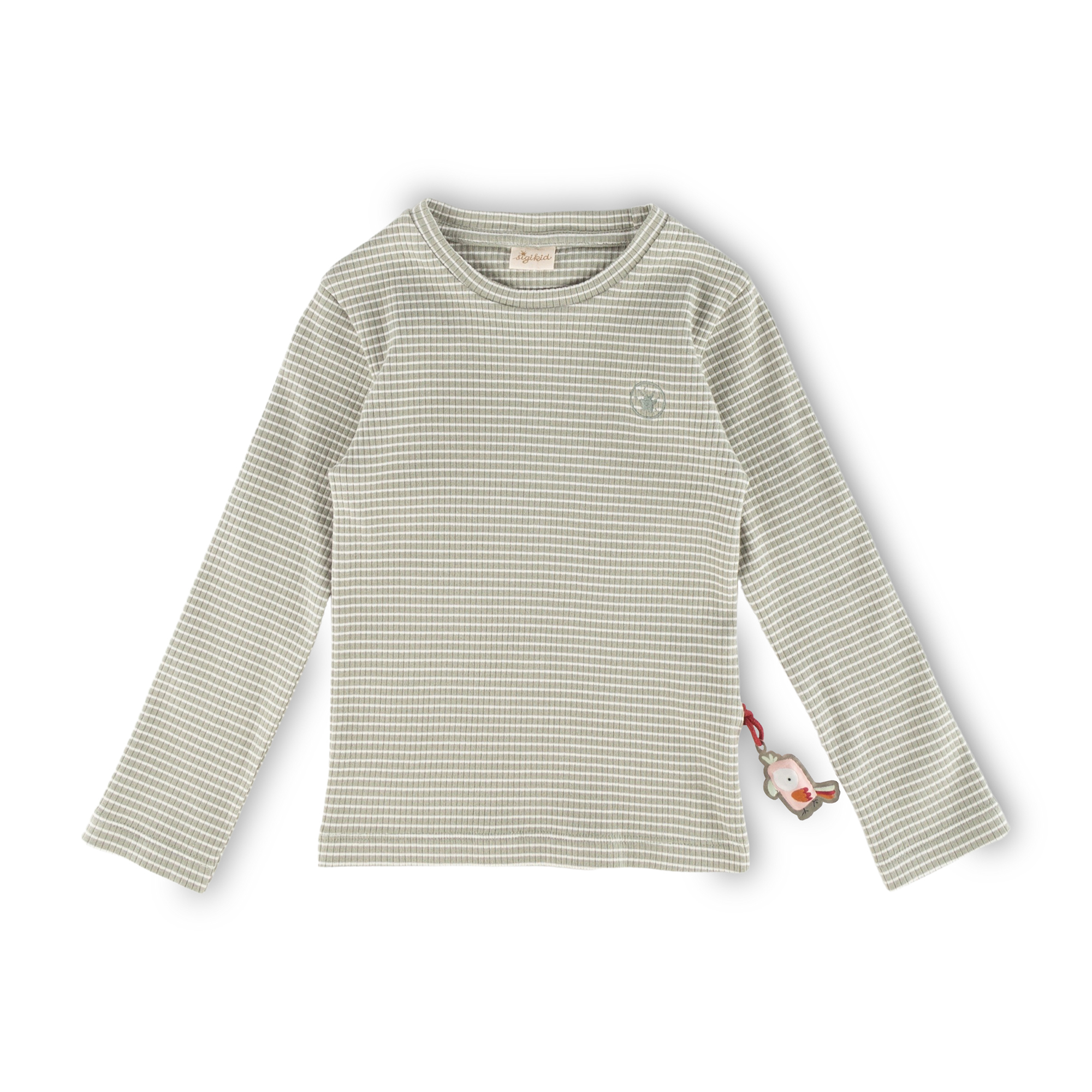 Kinder Langarmshirt, grün-weiß geringelt