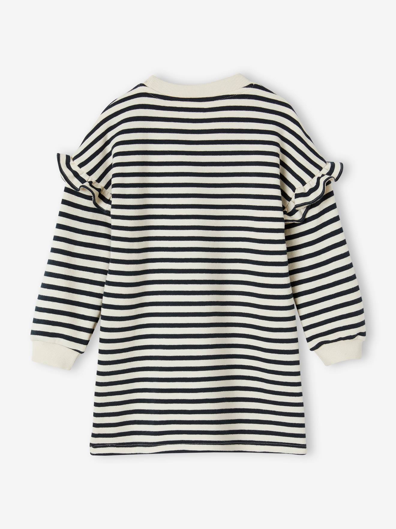 Vertbaudet Mädchen Sweatkleid mit Streifen Oeko-Tex - grau gestreift