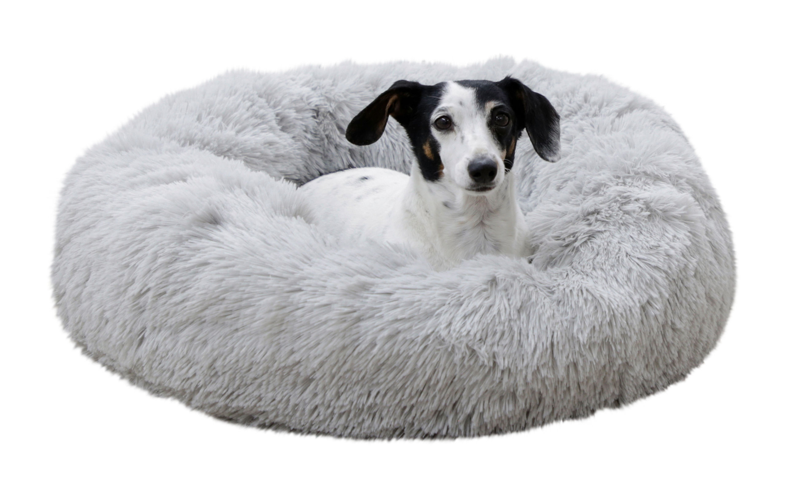 Kerbl Hundebetten Kerbl Pet Kuschelbett Fluffy, Hellgrau, Rund, Ø60cmx18cm